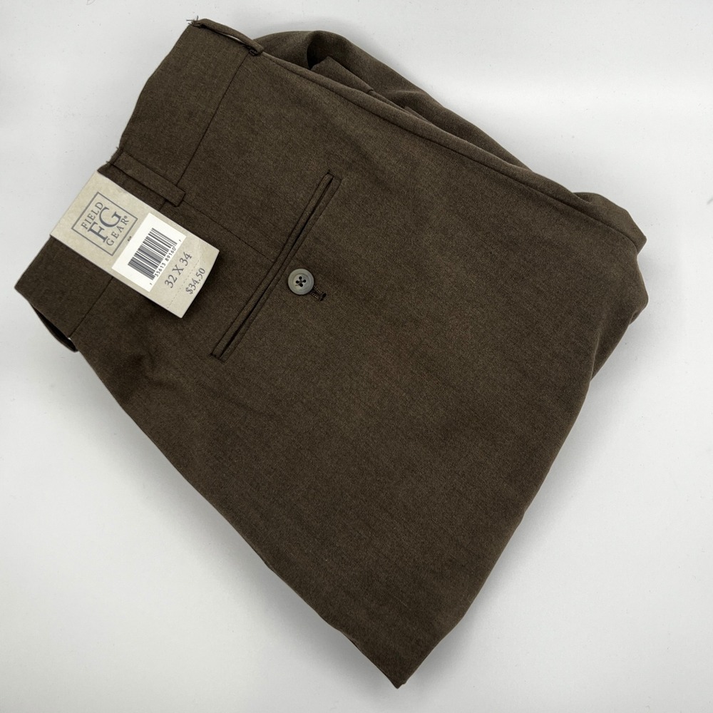 Field Gear Pleated Trousers Mens 32x34 Brown NEW Cuffed Dress Pants